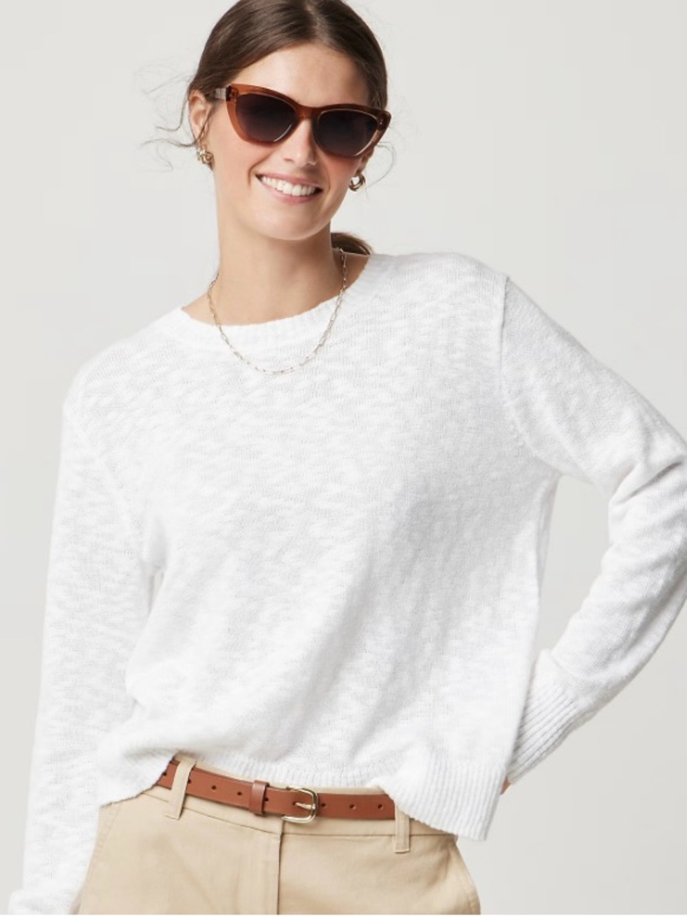 J. Crew White Crewneck Sweater